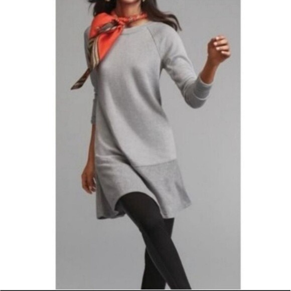 CAbi 3459 Flashdance Sweatshirt Tunic Dress Gray Fleece Flounce Bottom Women's S - Picture 1 of 12